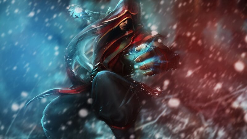 Hooded Figure in Snow — Blue, Dramatic