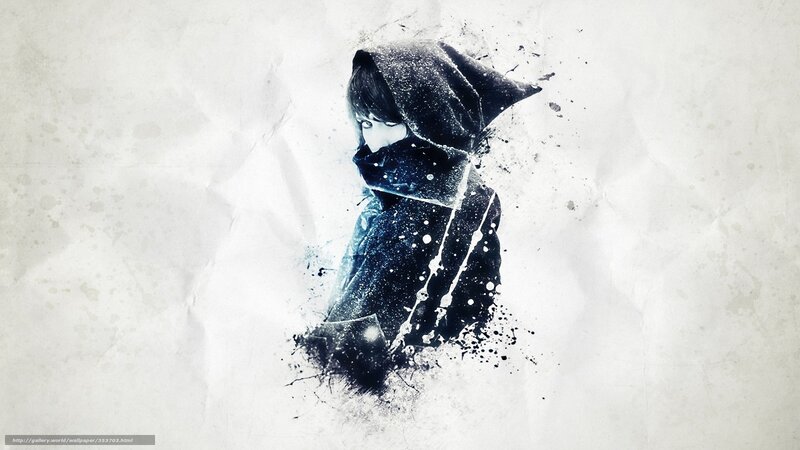 hooded figure in snow