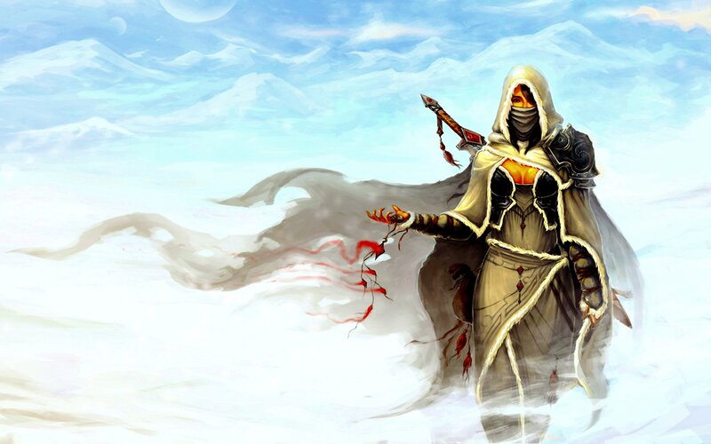 Hooded Figure in Snow — White