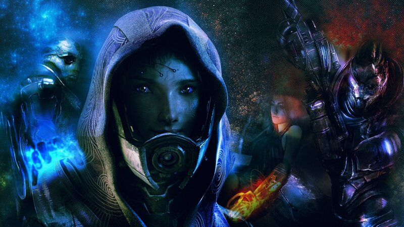 Hooded Figure in Space — Blue, Dramatic, Night