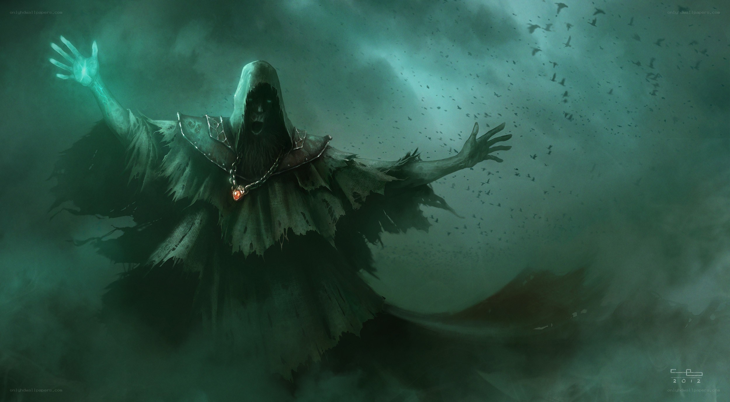 hooded figure in storm
