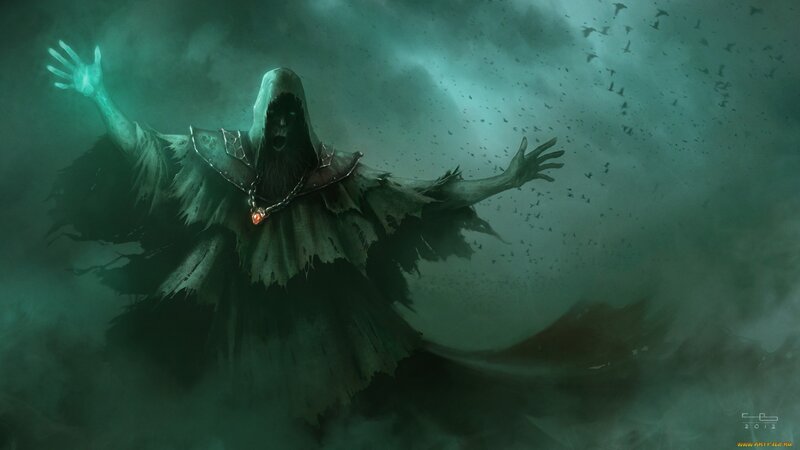 Hooded Figure in Storm — Green