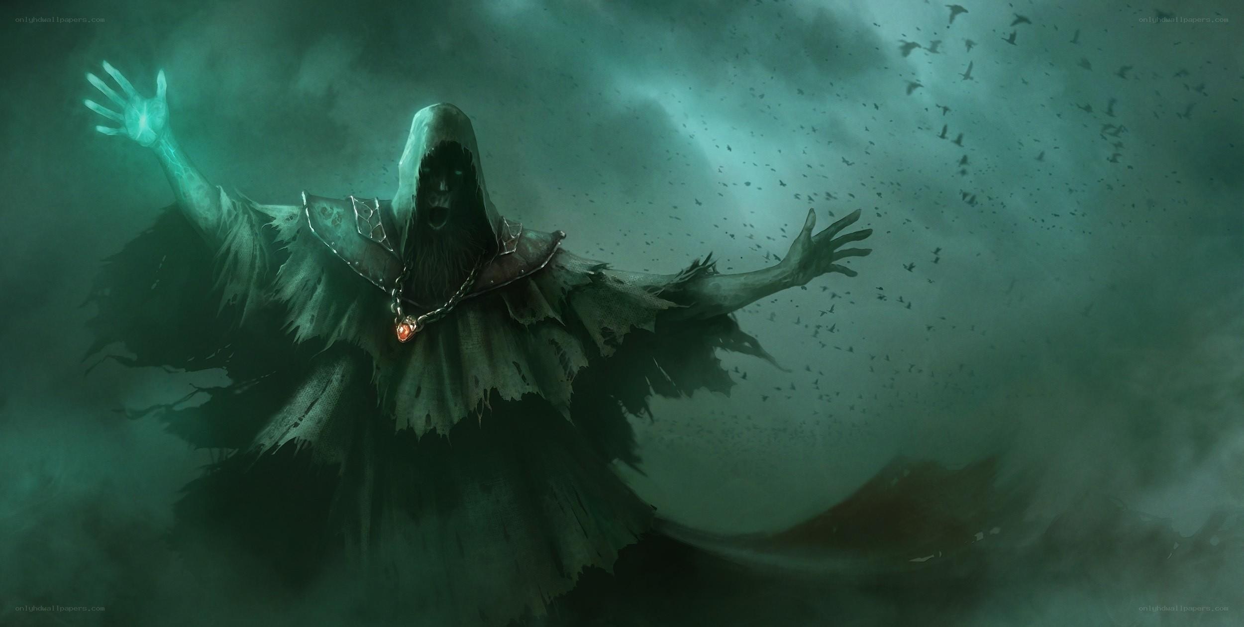 hooded figure in storm