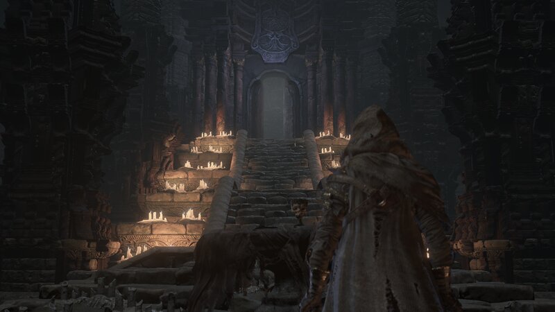 Hooded Figure in Temple
