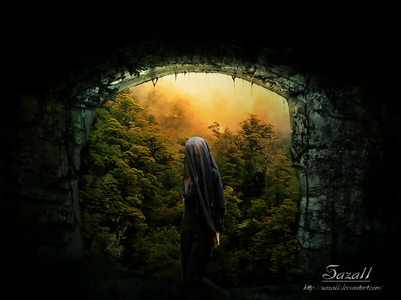 Hooded Figure in Tunnel