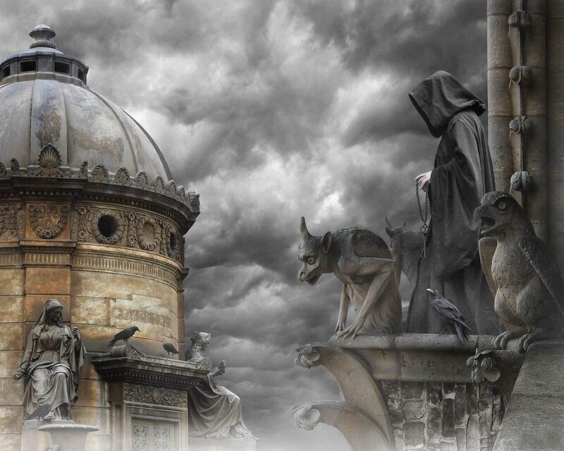 Hooded Figure on Cathedral