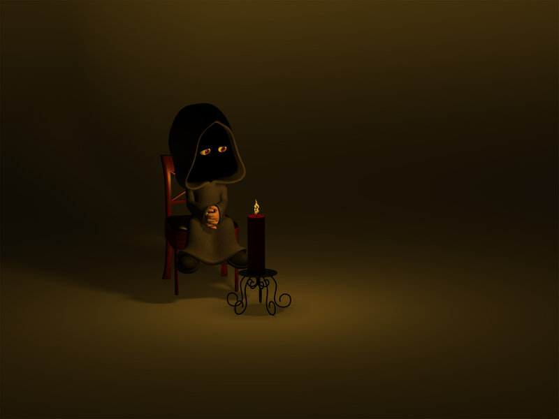 Hooded Figure on Chair