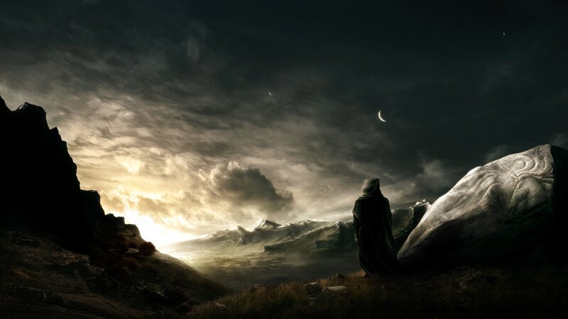 Hooded Figure on Hill