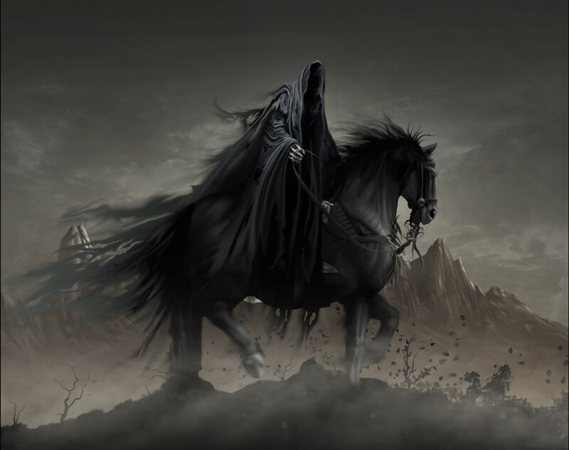 Hooded Figure on Horse