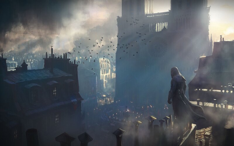 Hooded Figure on Rooftop — Gray, Dramatic, Sunset