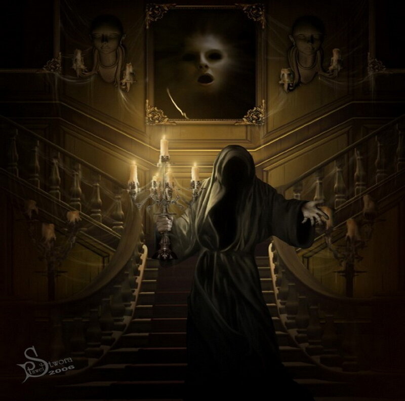 Hooded Figure on Staircase