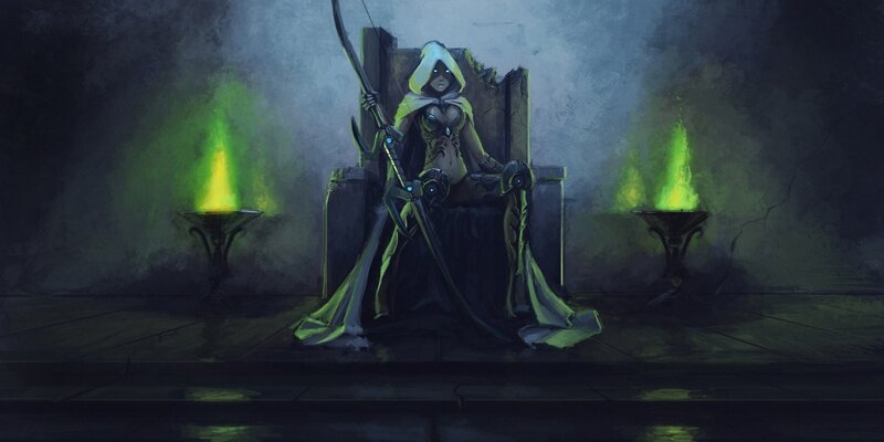 Hooded Figure on Throne — Green
