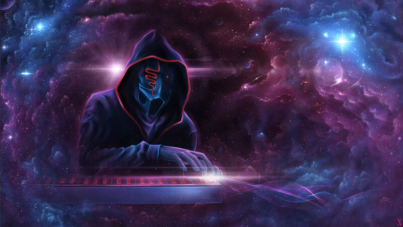 Hooded Figure Playing Keyboard