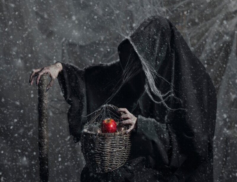 Hooded Figure with Basket — Black