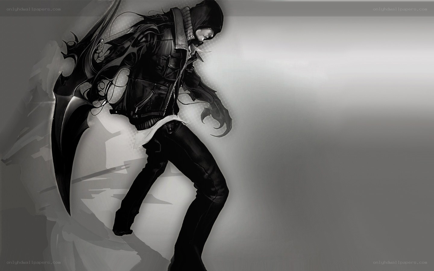 hooded figure with blade