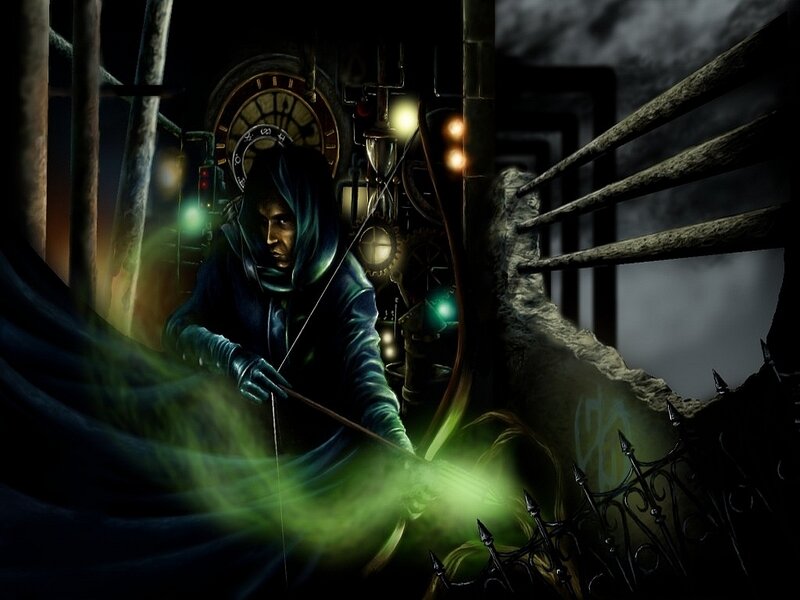Hooded Figure with Bow — Black, Dark