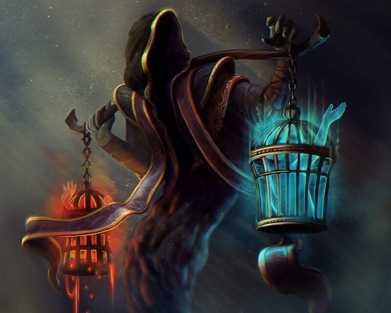 Hooded Figure with Cages