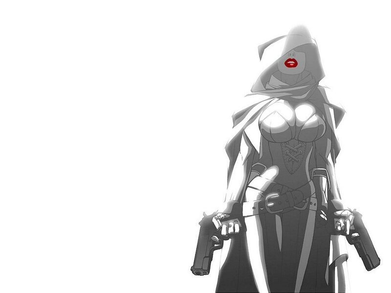 hooded figure with dual pistols