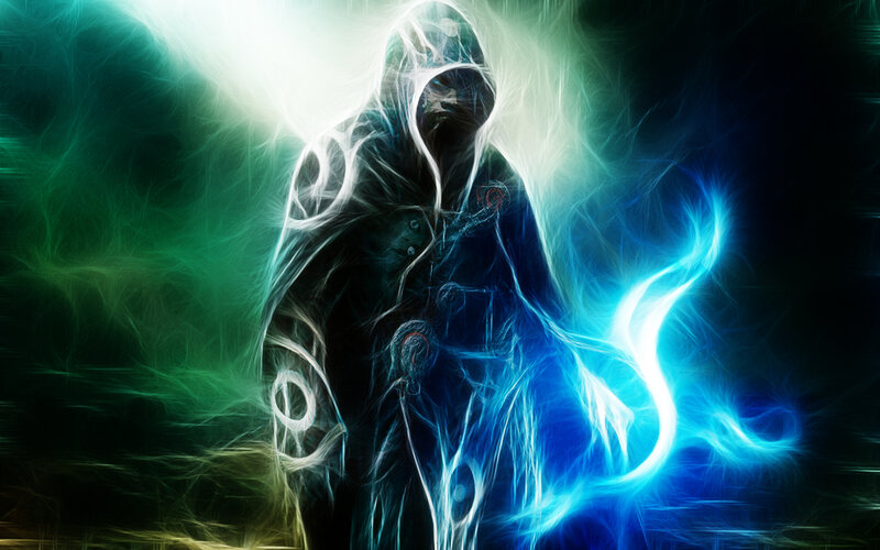 hooded figure with energy aura