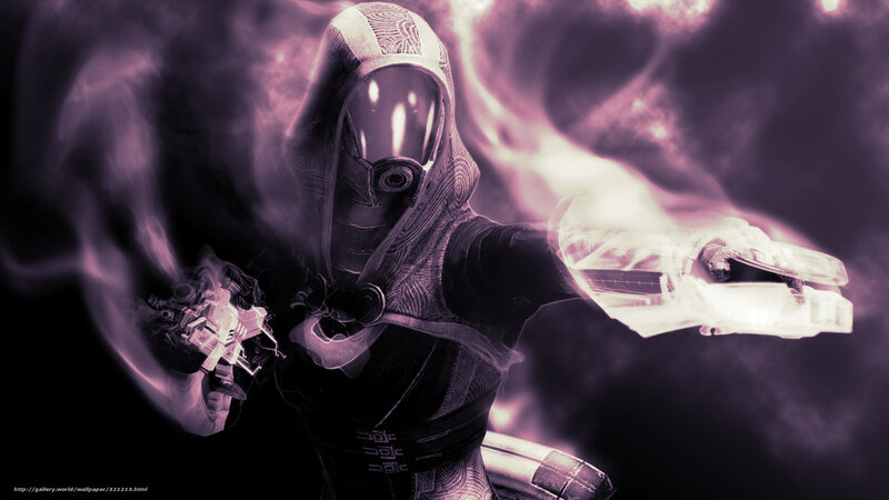 hooded figure with energy weapons