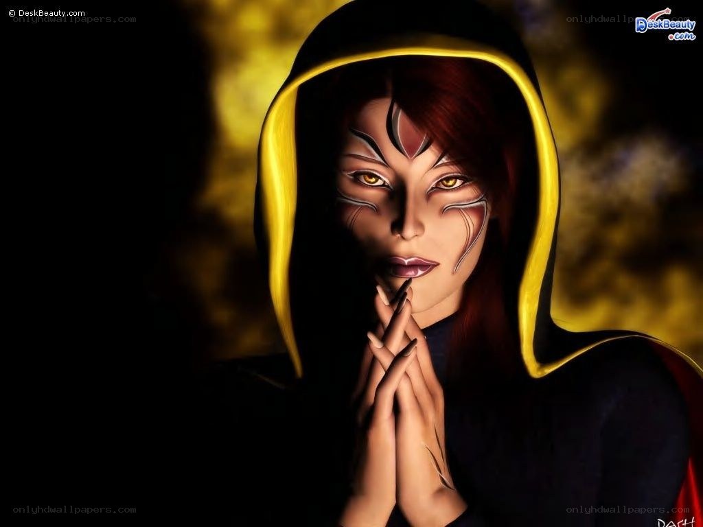 hooded figure with face paint