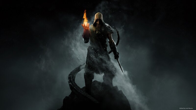 Hooded Figure with Fire — Black