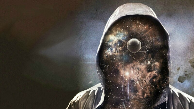 Hooded Figure with Galaxy Face — Black