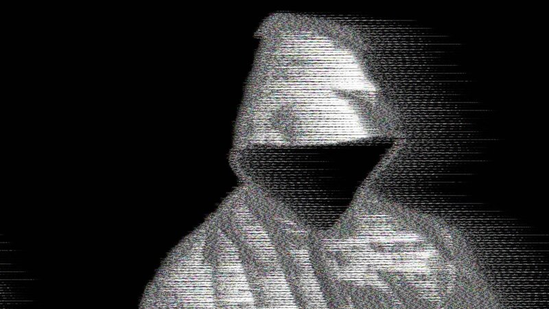 Hooded Figure with Glitch Effect — Black