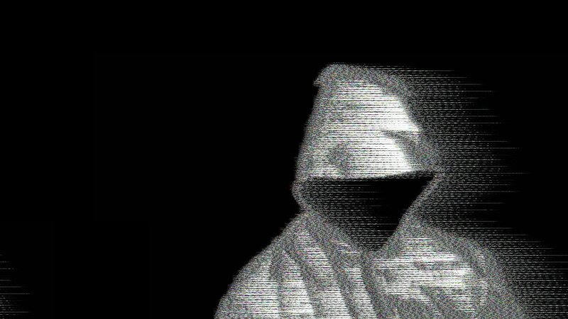 Hooded Figure with Glitch Effect