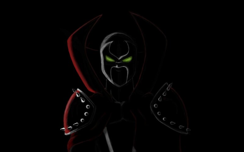 Hooded Figure with Glowing Eyes — Black, Dark, Menacing