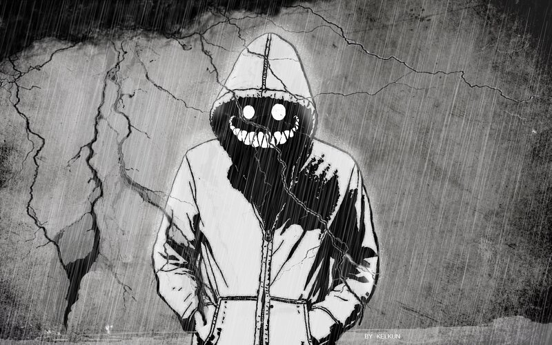 Hooded Figure with Glowing Eyes — Black, Dark