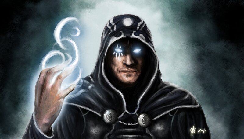 Hooded Figure with Glowing Eyes — Black