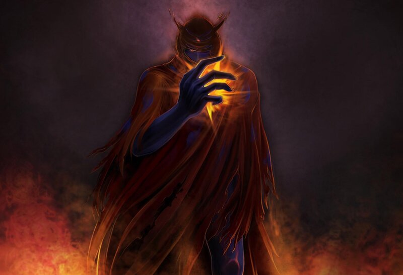 Hooded Figure with Glowing Hand — Black