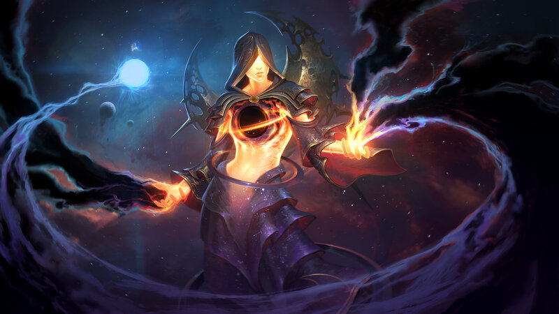 Hooded Figure with Glowing Hands — Purple
