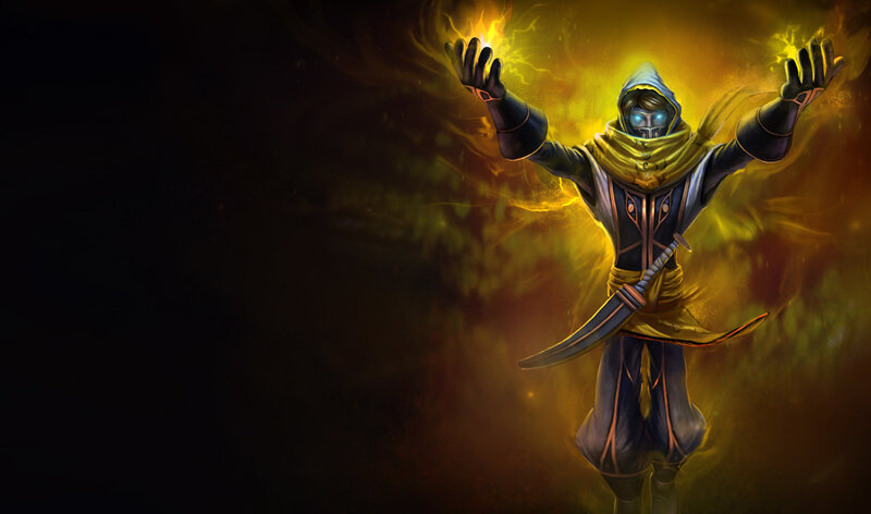 Hooded Figure with Glowing Hands — Yellow