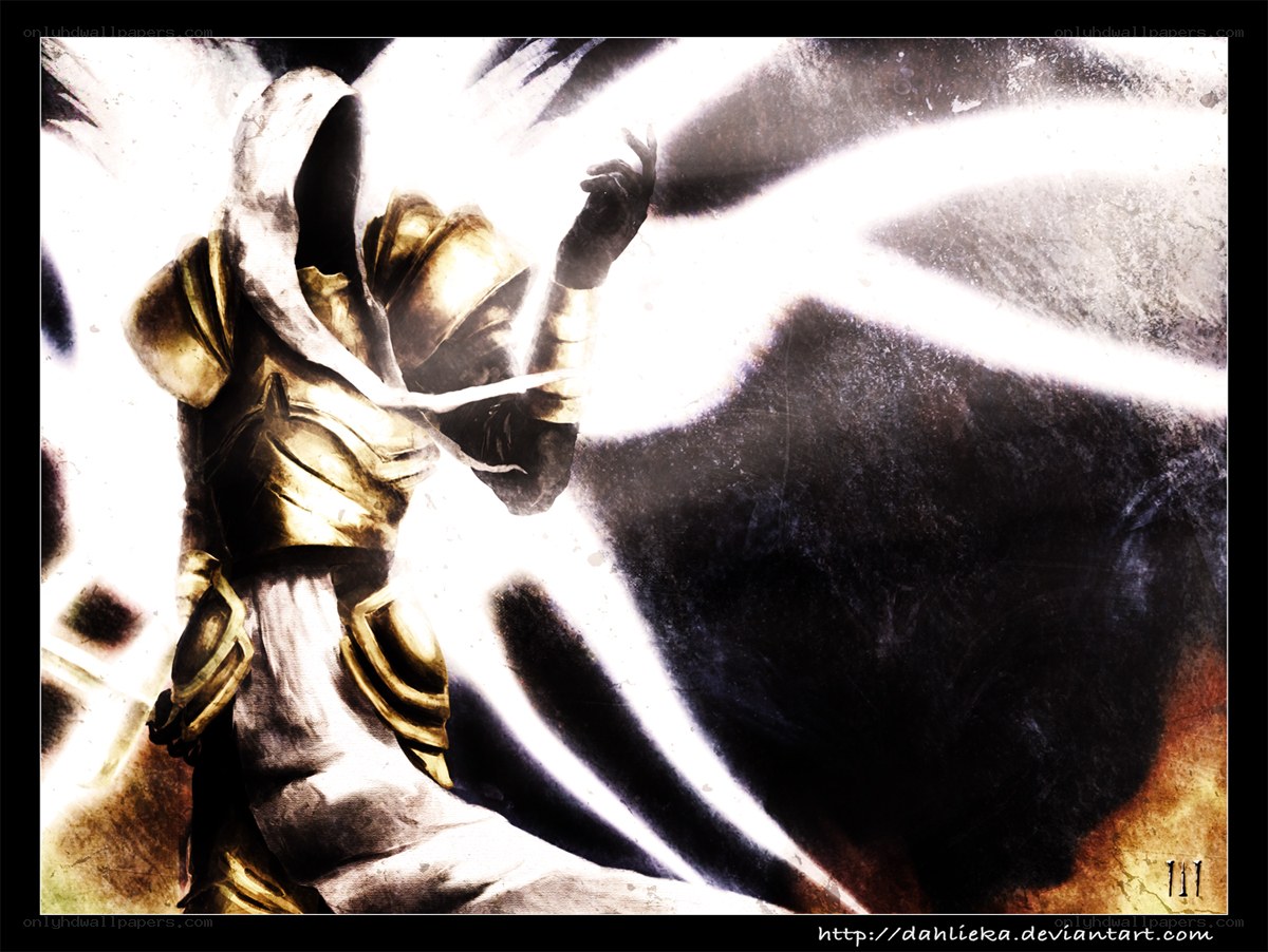 hooded figure with glowing light