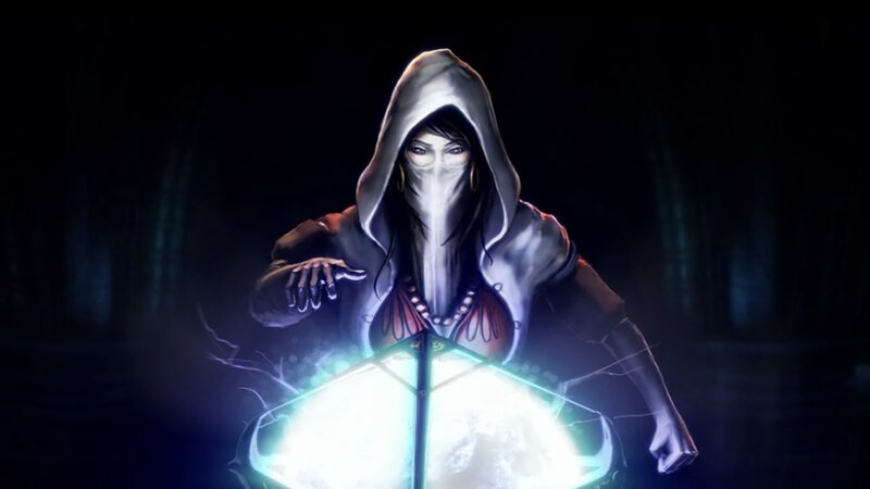 Hooded Figure with Glowing Orb — Black