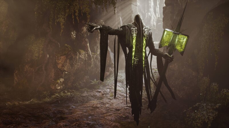 Hooded Figure with Glowing Staff