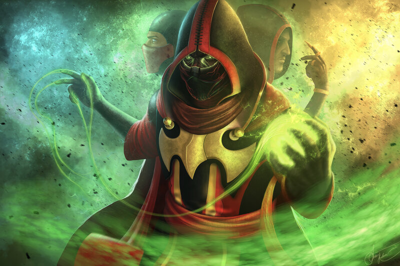 Hooded Figure with Green Energy — Dramatic