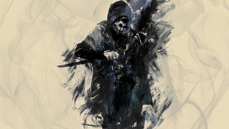 Hooded Figure with Knife — Black, Dark, Dramatic