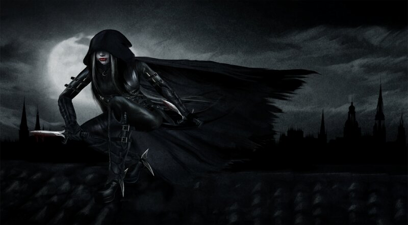 Hooded Figure with Knife — Black, Dark