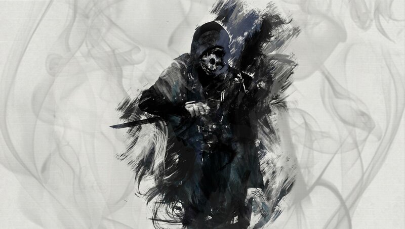 Hooded Figure with Knife — Black, Dramatic