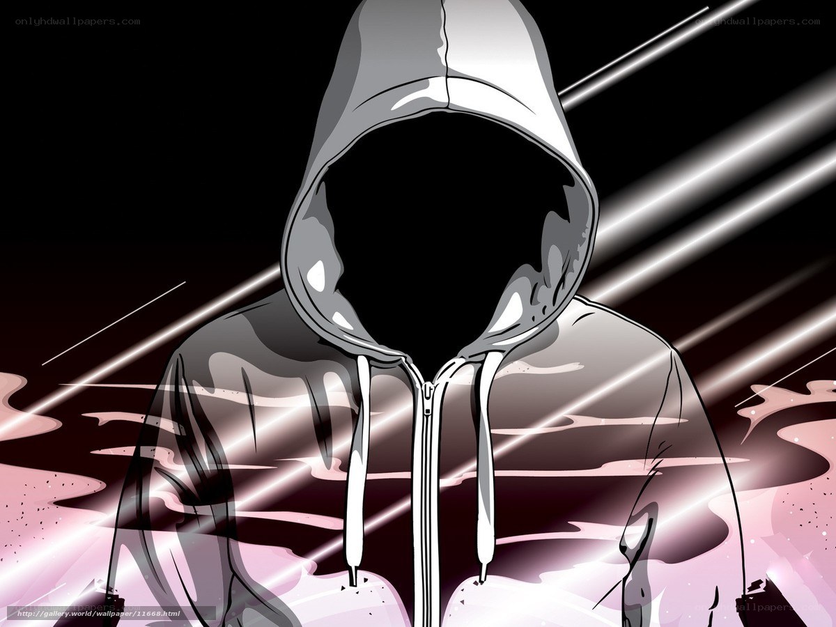 hooded figure with light streaks