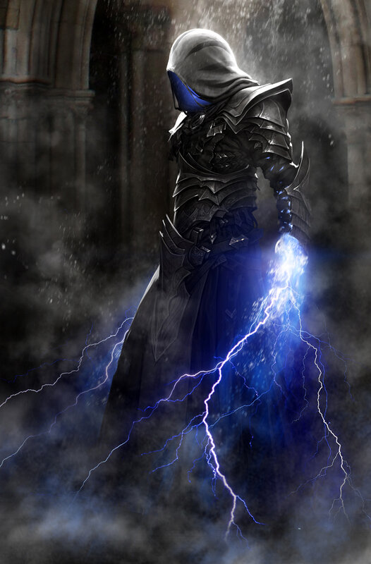 Hooded Figure with Lightning — Black