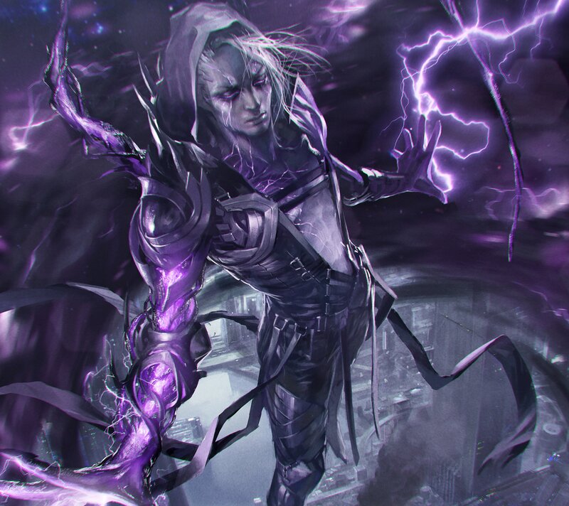 Hooded Figure with Lightning