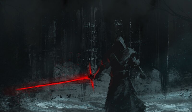 Hooded Figure with Lightsaber — Black, Dark, Dramatic, Night