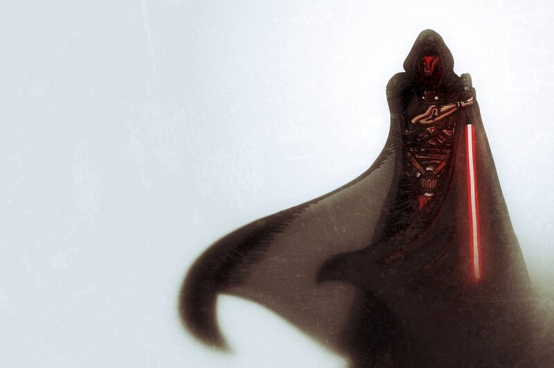 Hooded Figure with Lightsaber — Black, Dramatic, Digital Art, Cape
