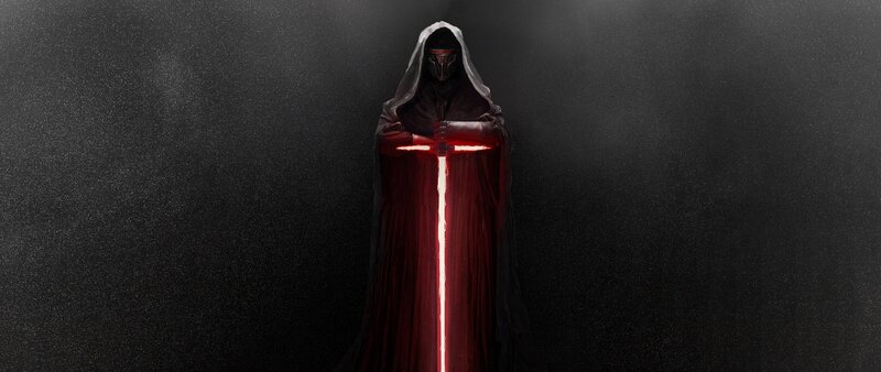 Hooded Figure with Lightsaber — Black, Dramatic, Night, Digital Art, Mask