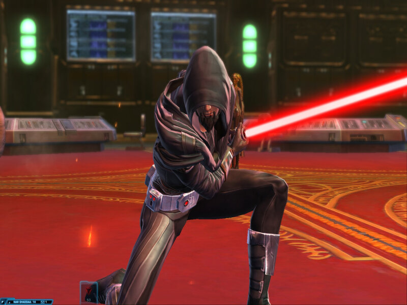 Hooded Figure with Lightsaber — Red