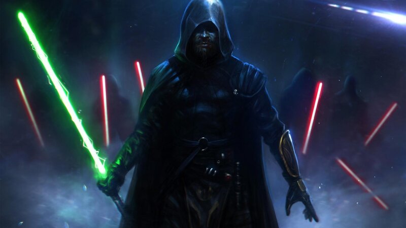 Hooded Figure with Lightsabers — Black, Dramatic, Dark